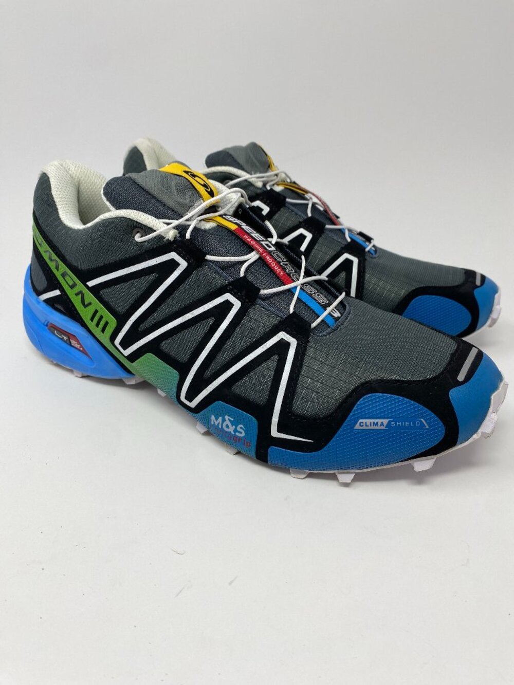 Salomon Speedcross 3 Trail Running Shoes Mens 11 Blue Green Black Hiking 643001